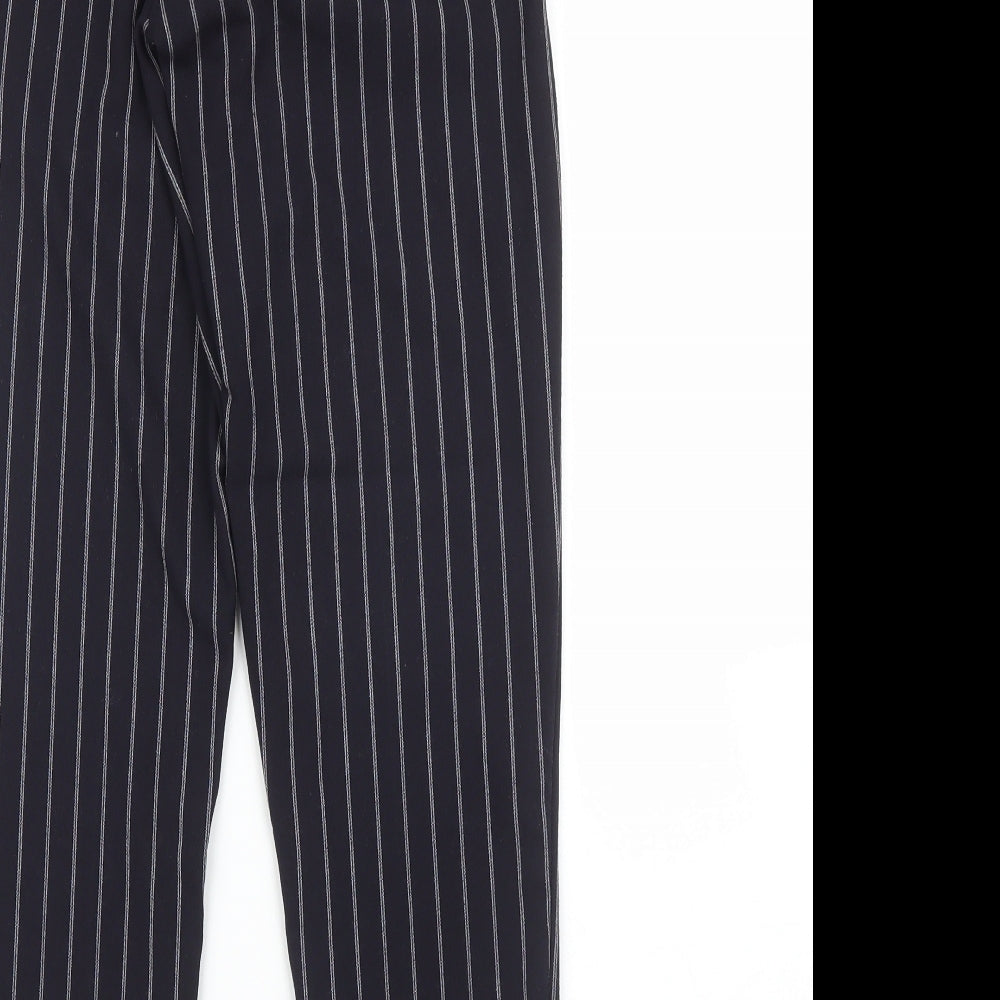 Bershka Womens Blue Striped Carrot Trousers Size XS L24 in