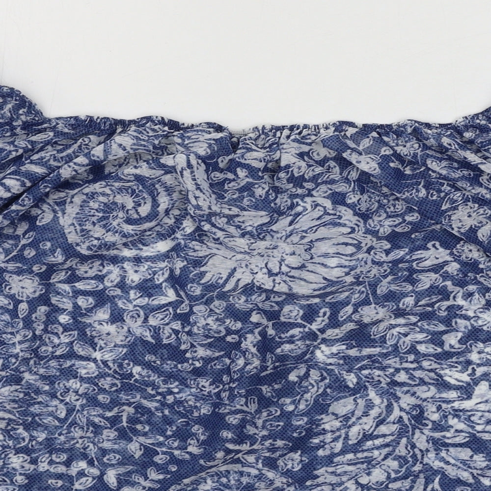 New Look Womens Blue Floral Basic Blouse Size 10