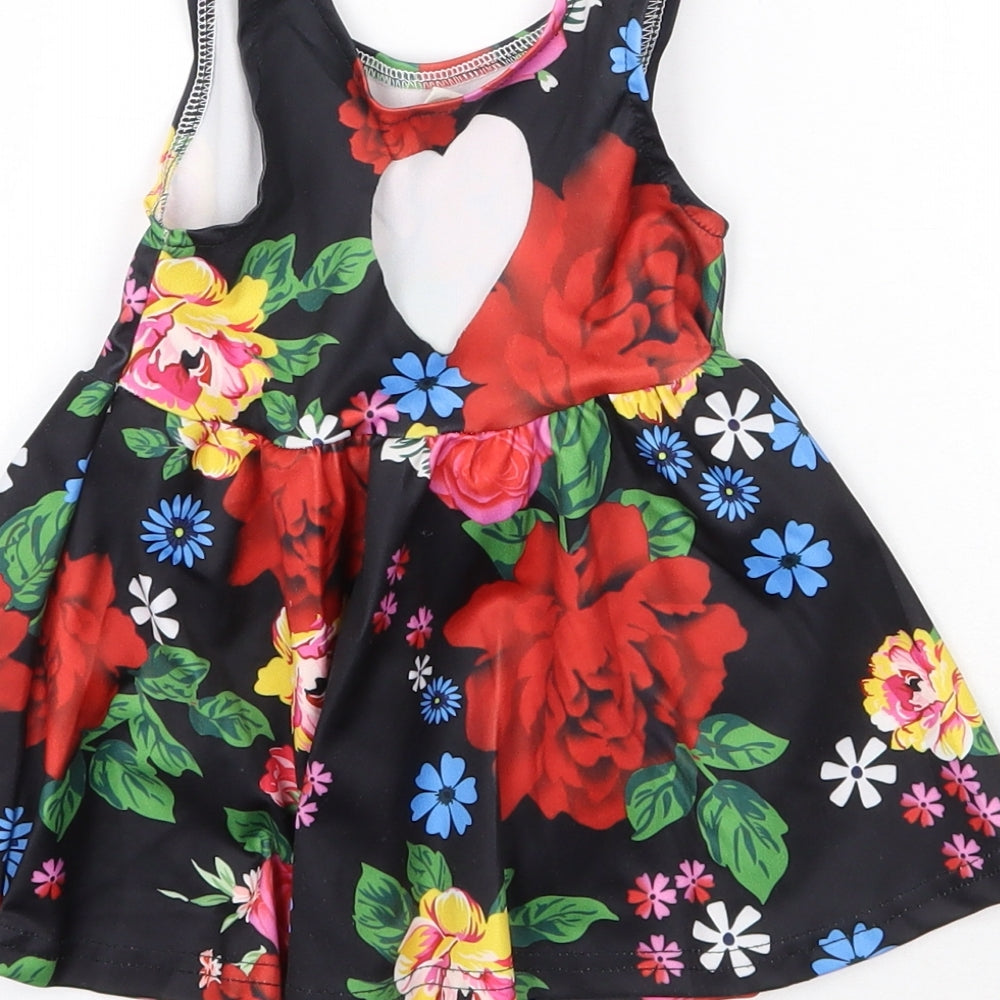 Prewoen Girls Black Floral A-Line Size 12 Months