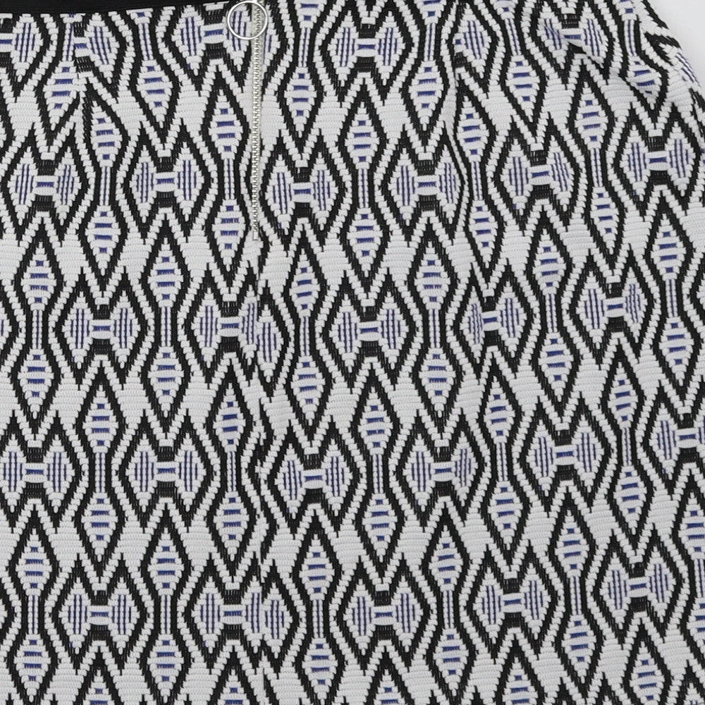 New Look Womens Blue Geometric A-Line Skirt Size 12
