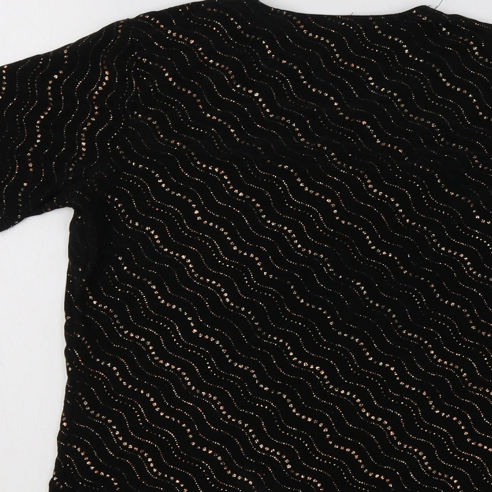 C.M.D Womens Black Geometric Basic Blouse Size M