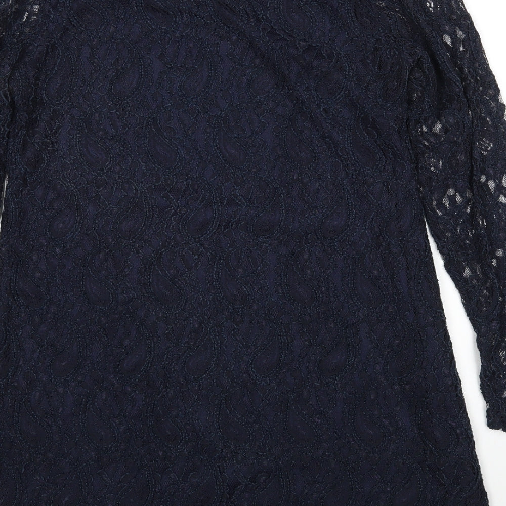 Glamorous Womens Blue Paisley A-Line Size 12