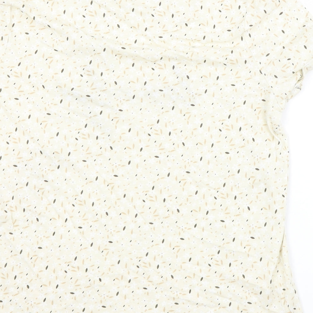TU Womens Beige Floral Basic T-Shirt Size 12