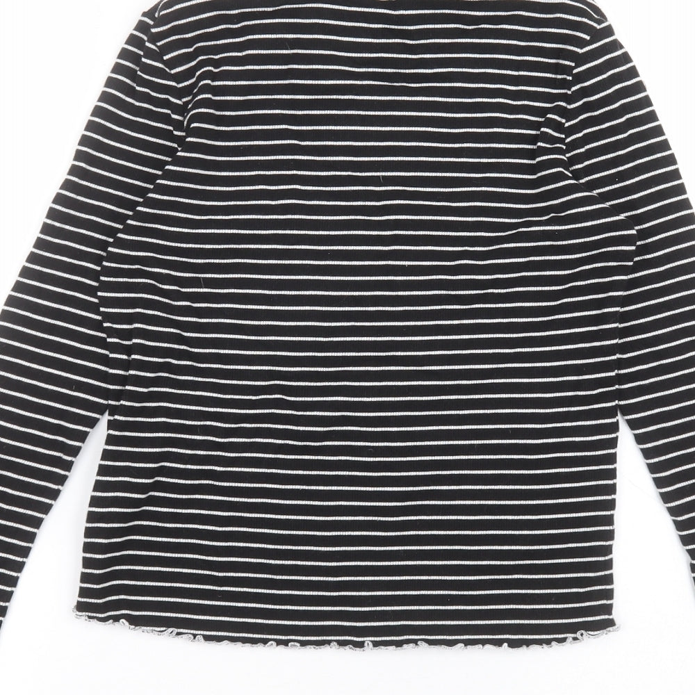 Essential Womens Black Striped Basic T-Shirt Size 12