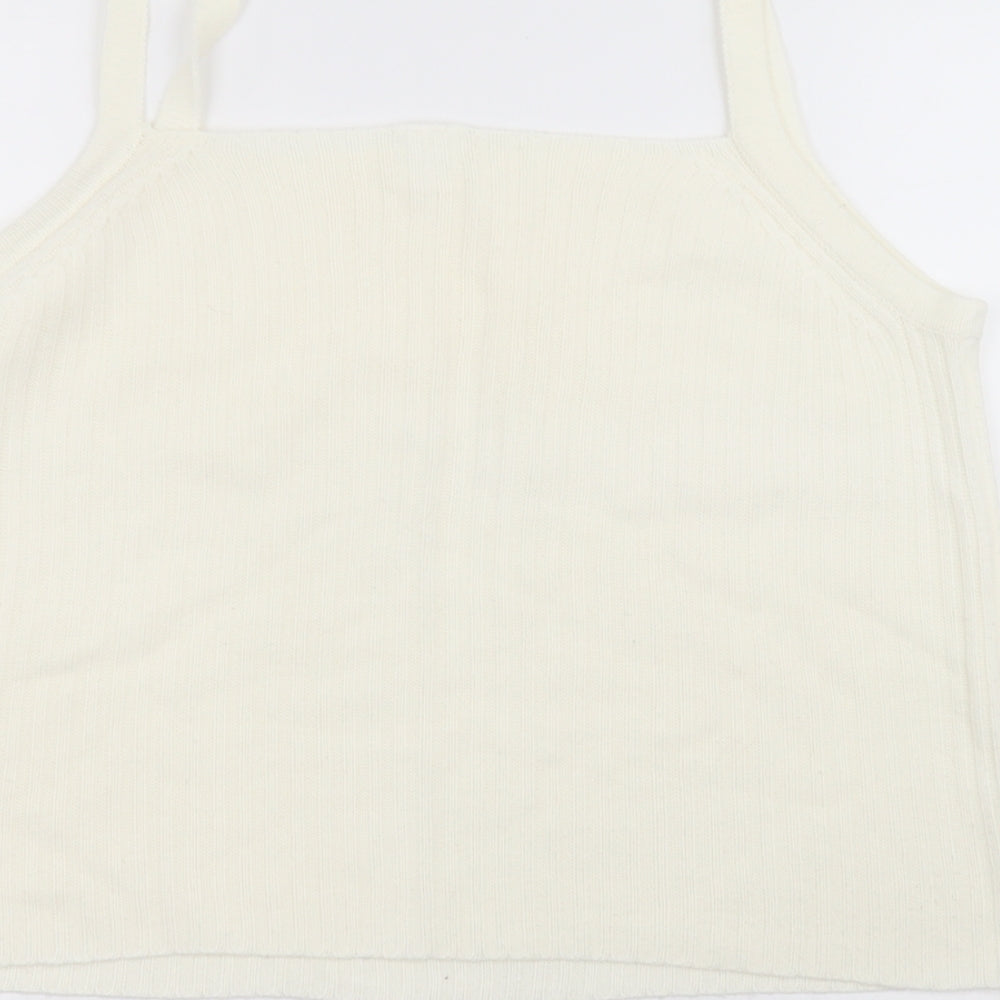 Preworn Womens White Basic T-Shirt Size 14