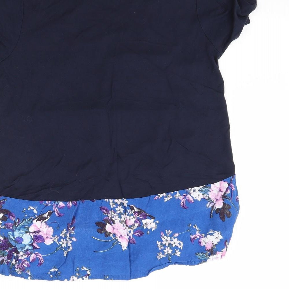 Oasis Womens Blue Floral Basic Blouse Size S
