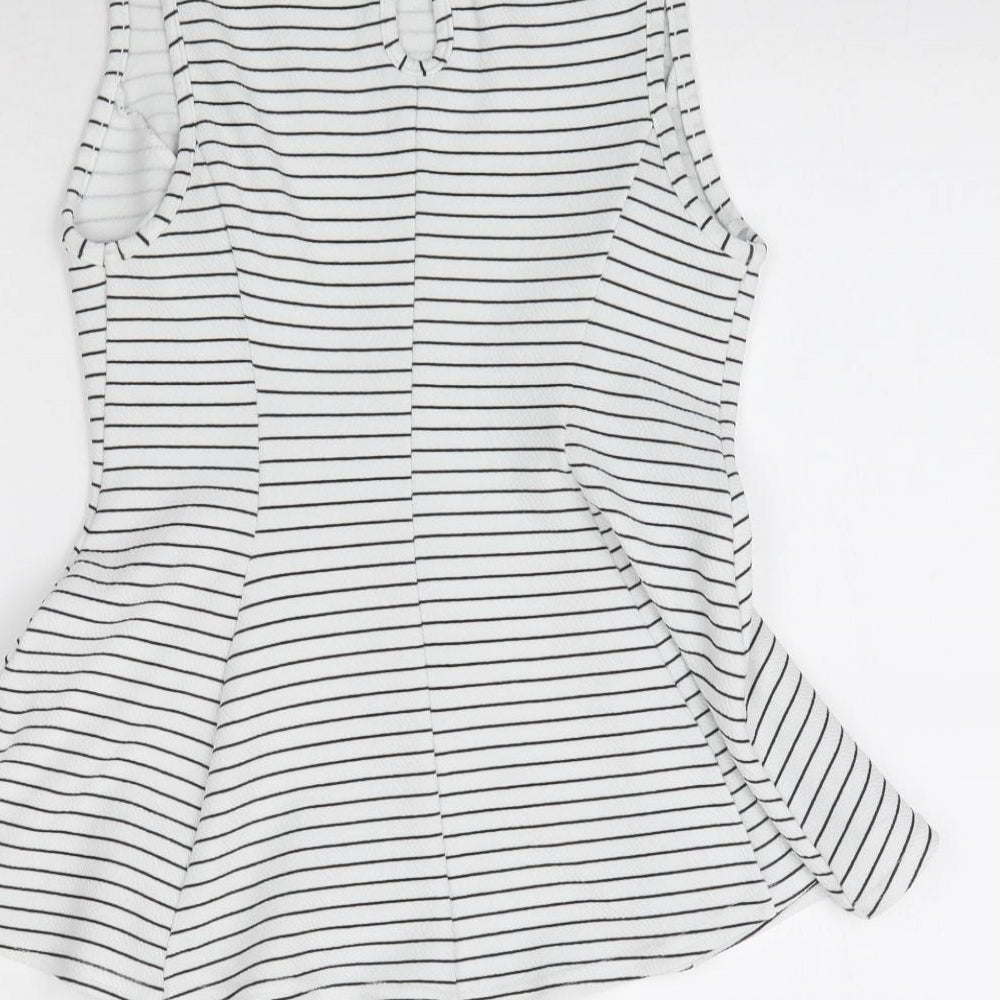 Atmosphere Womens White Striped Basic Blouse Size 10