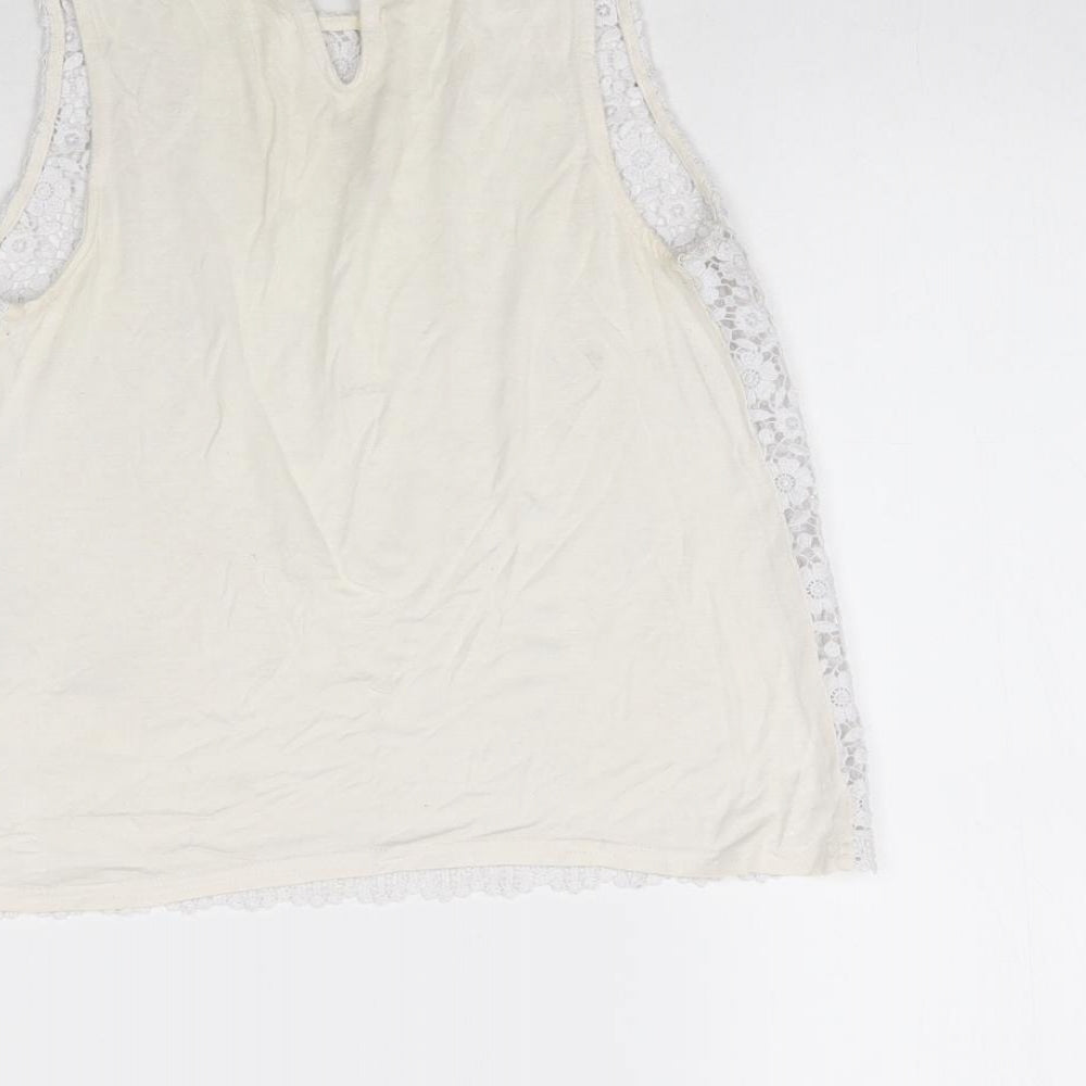 New Look Womens White Lace Basic Blouse Size 8