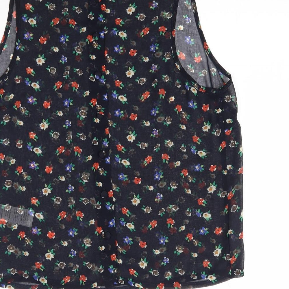 New Look Womens Black Floral Basic Blouse Size 14