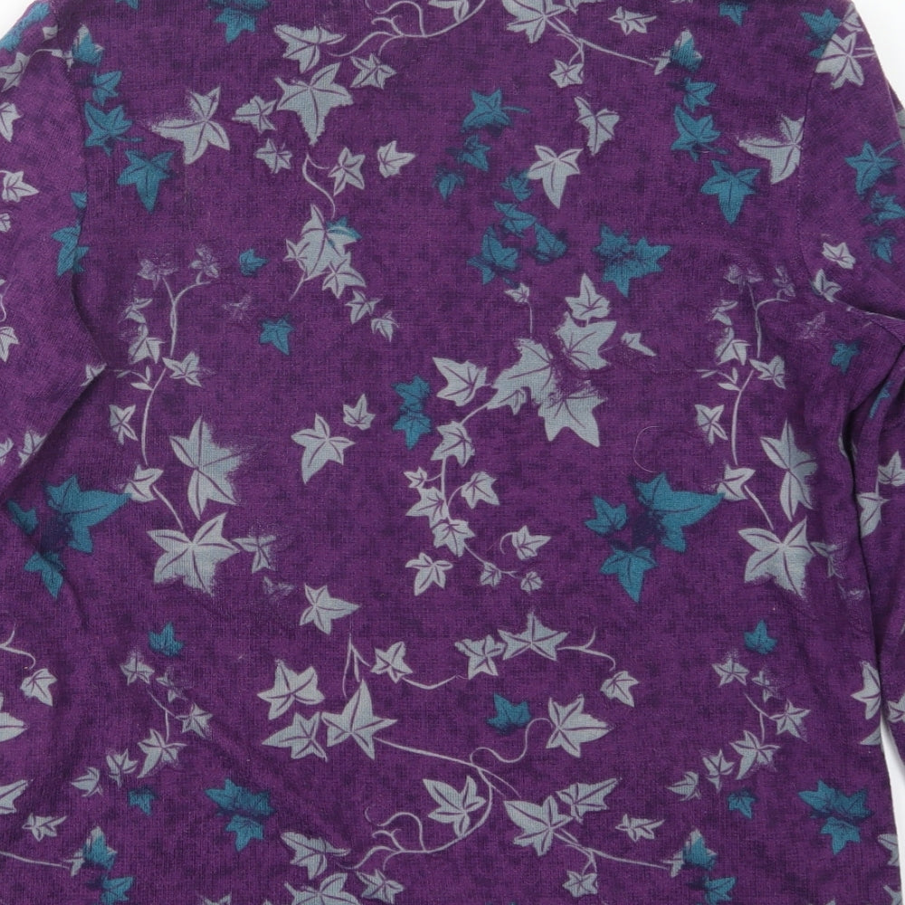EWM Womens Purple Geometric Cardigan Jumper Size 12 - Top and cardigan in one