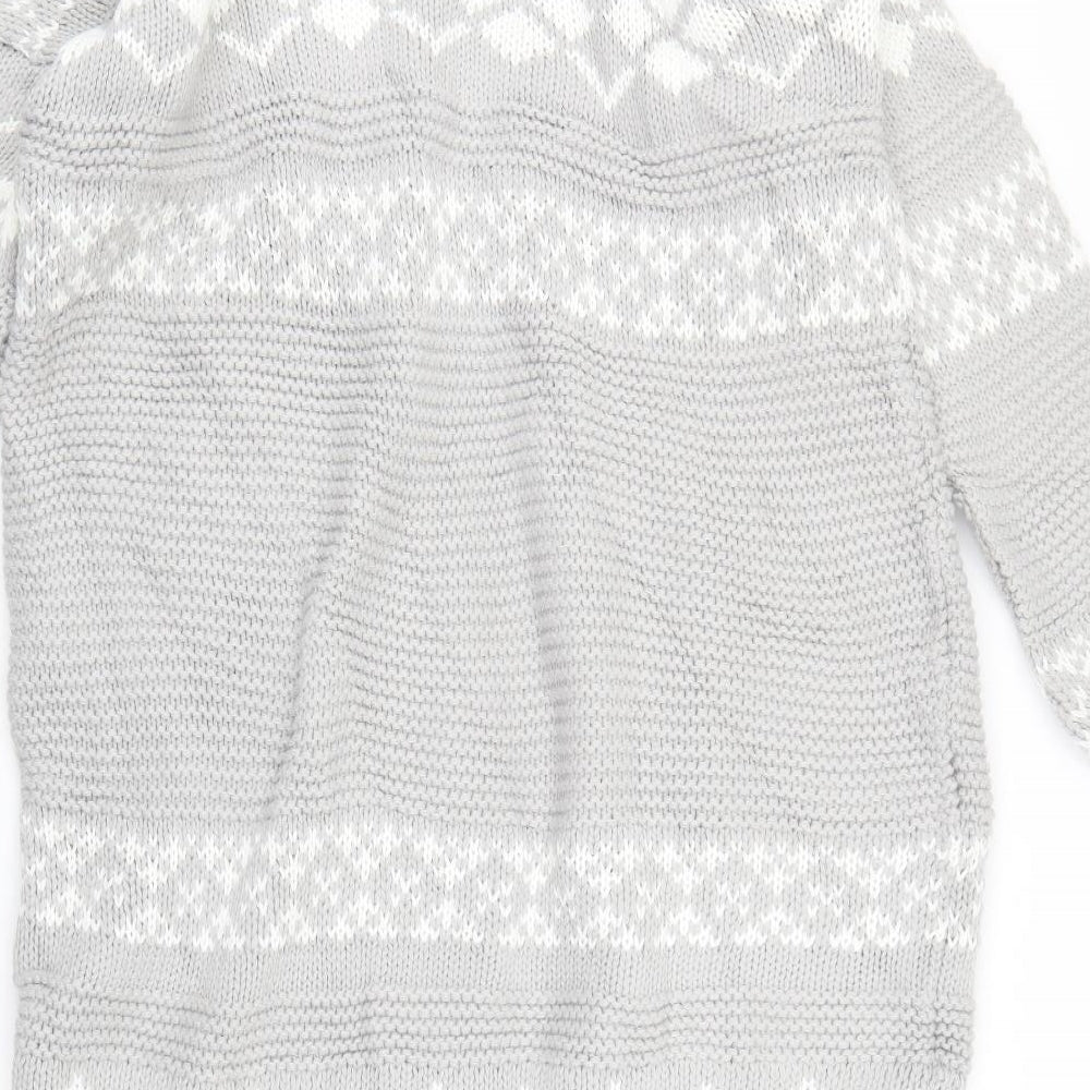 Dorothy Perkins Womens Grey Geometric Cardigan Jumper Size M