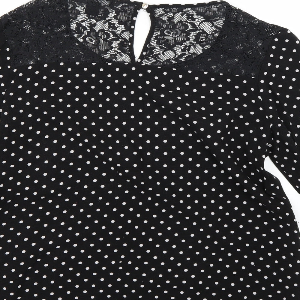 Atmosphere Womens Black Polka Dot Basic Blouse Size 10