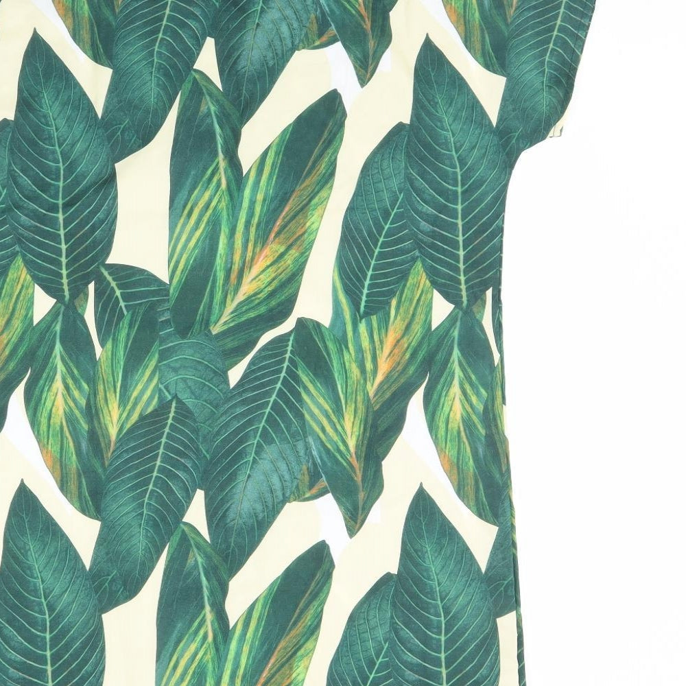 SHEIN Womens Green Floral Shirt Dress Size S