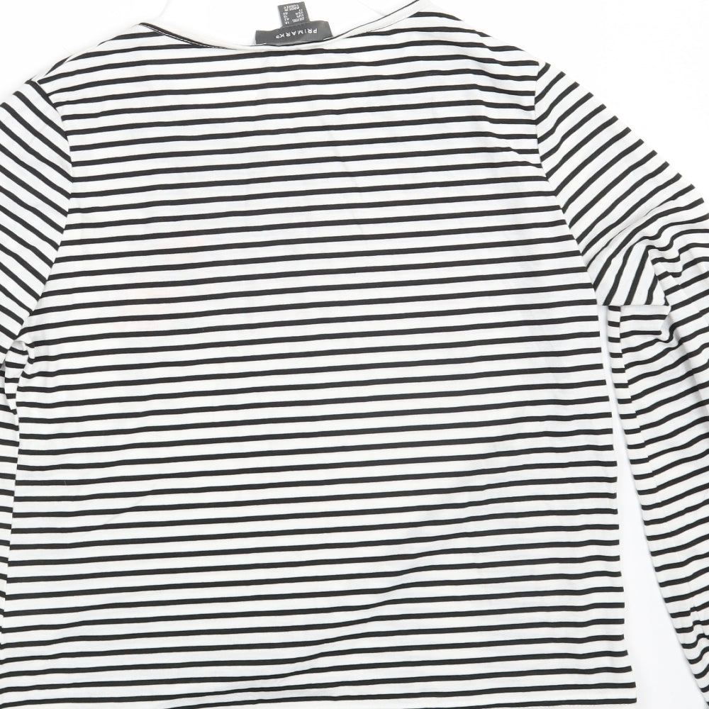 Primark Womens White Striped Pullover Sweatshirt Size 14