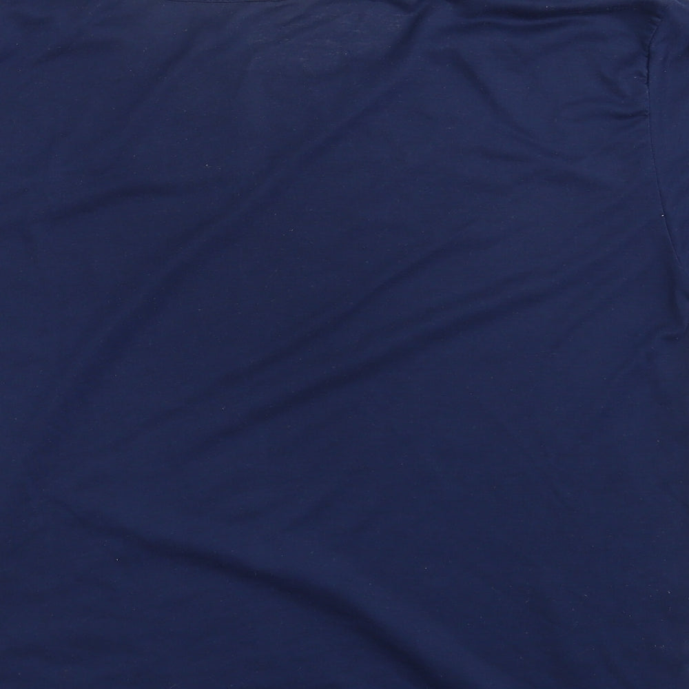 Preworn Womens Blue Floral Basic T-Shirt Size L