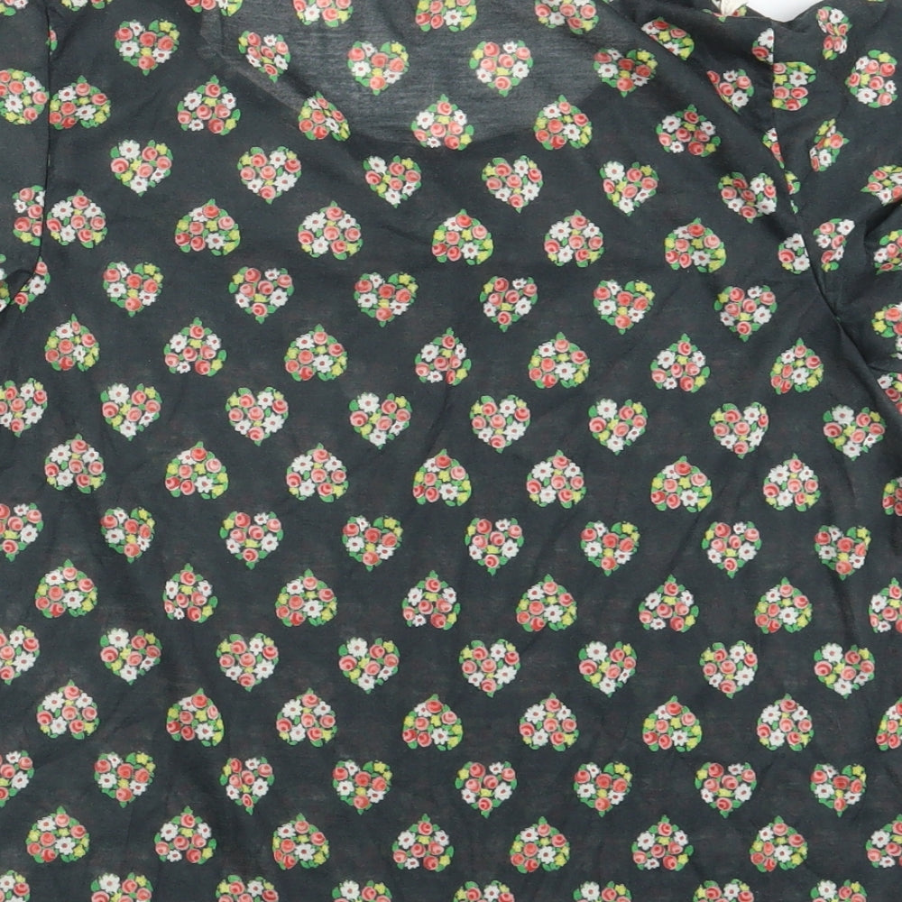 Be Beau Womens Green Floral Basic T-Shirt Size 10