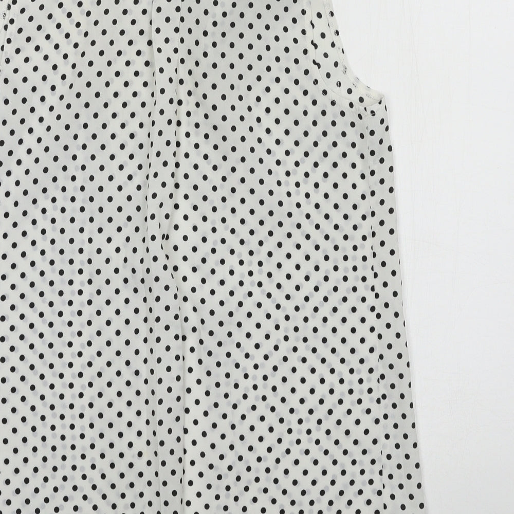 New Look Womens White Polka Dot Basic Button-Up Size 8