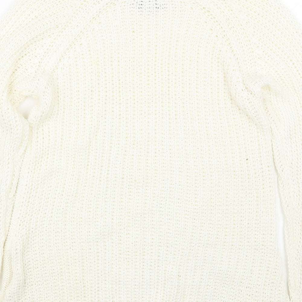 Peacocks Womens White Pullover Jumper Size 8