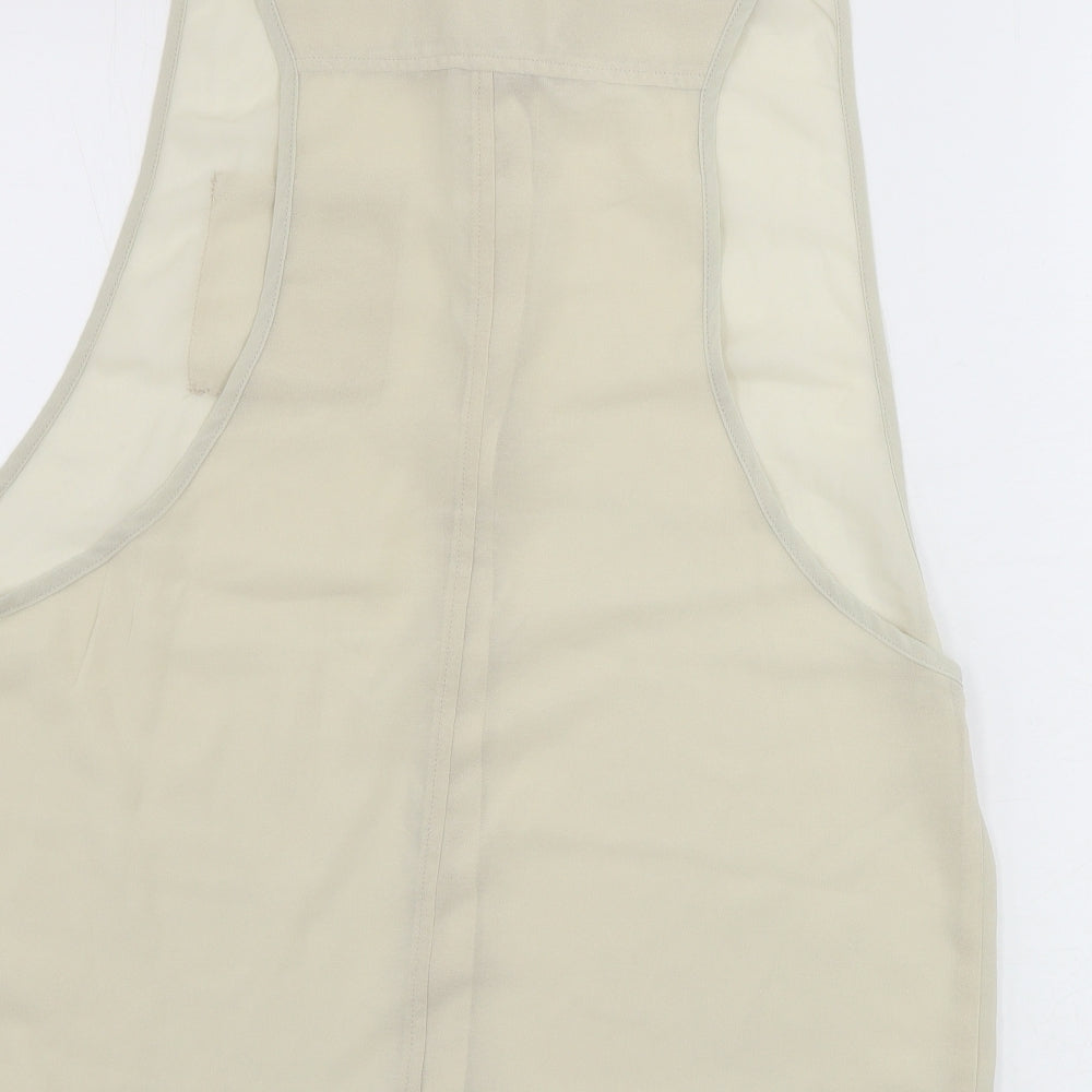 Boohoo Womens Beige Basic Button-Up Size 12