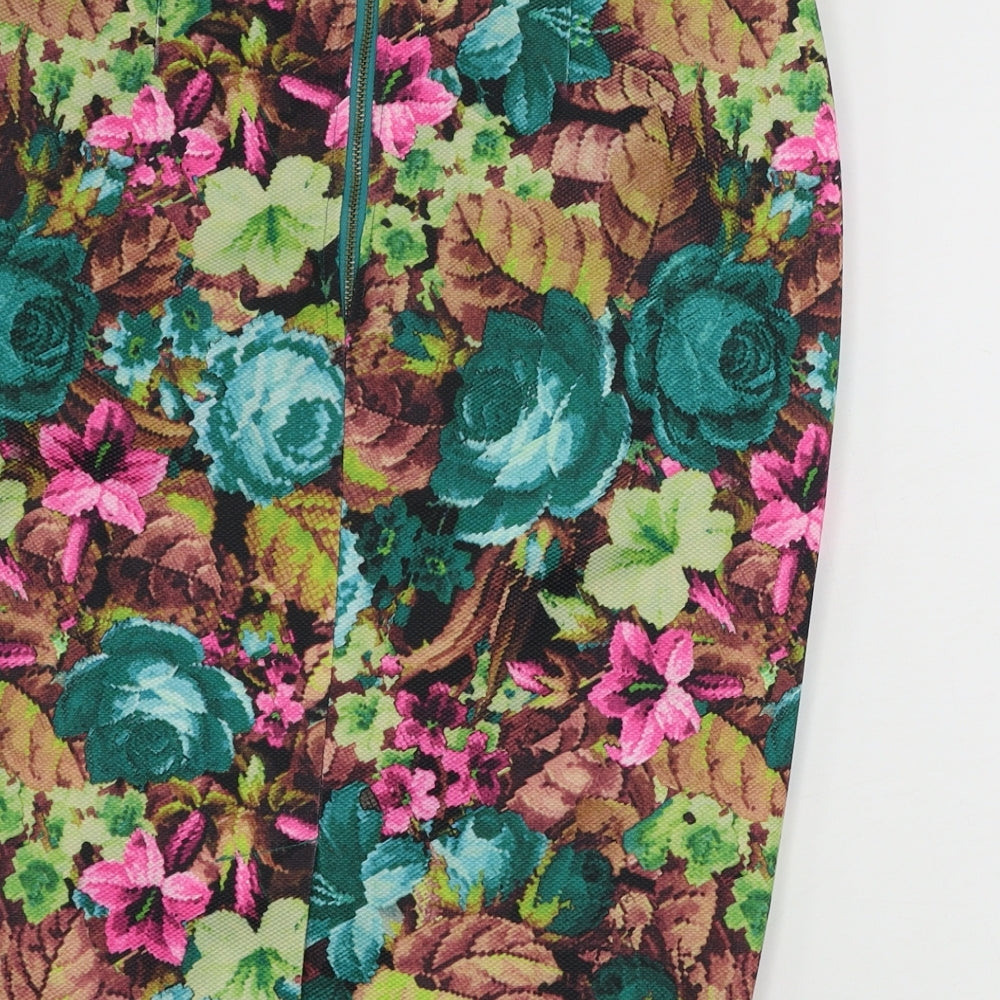 dan ling Womens Green Floral Bandage Skirt Size 32 in