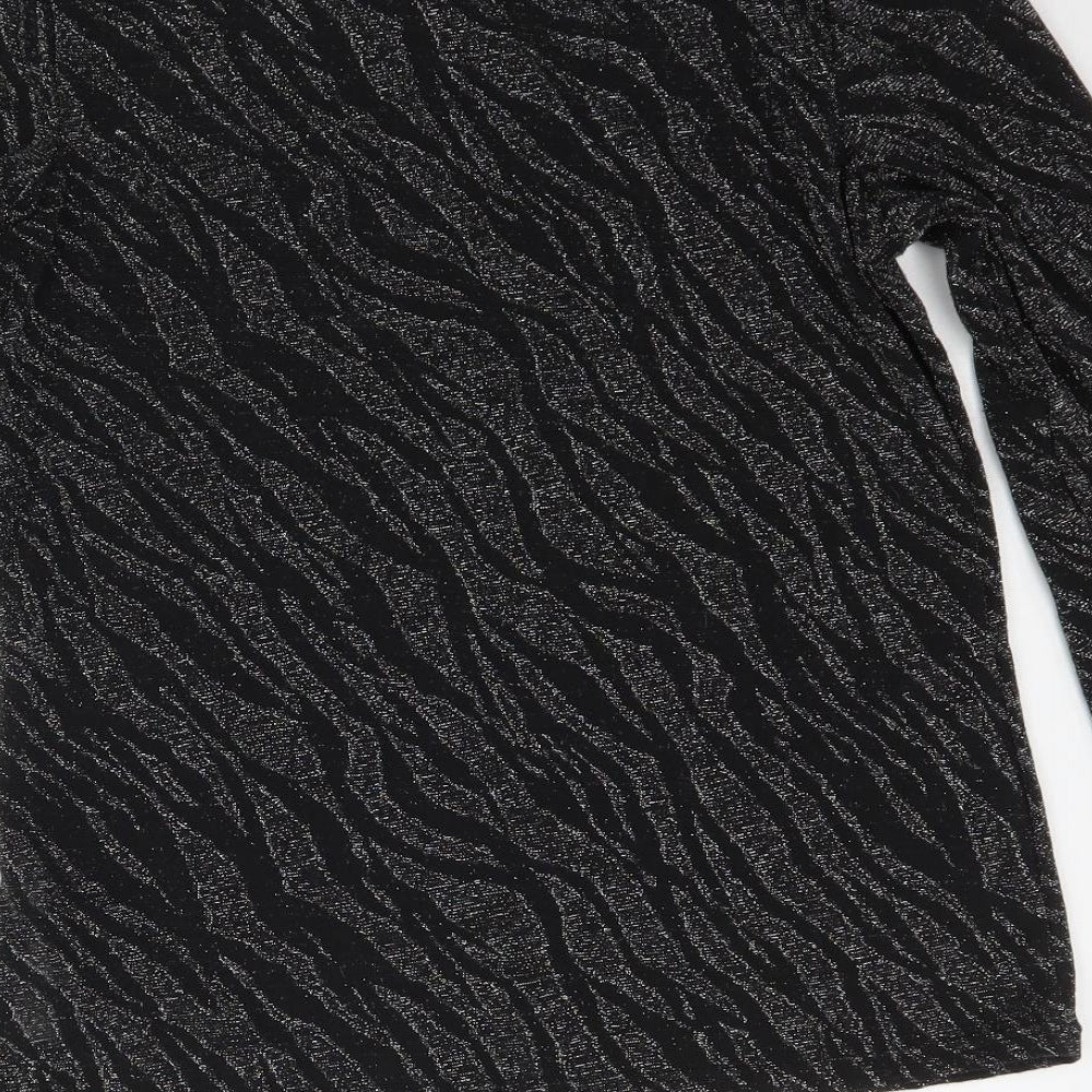 Dorothy Perkins Womens Black Geometric Basic T-Shirt Size 12
