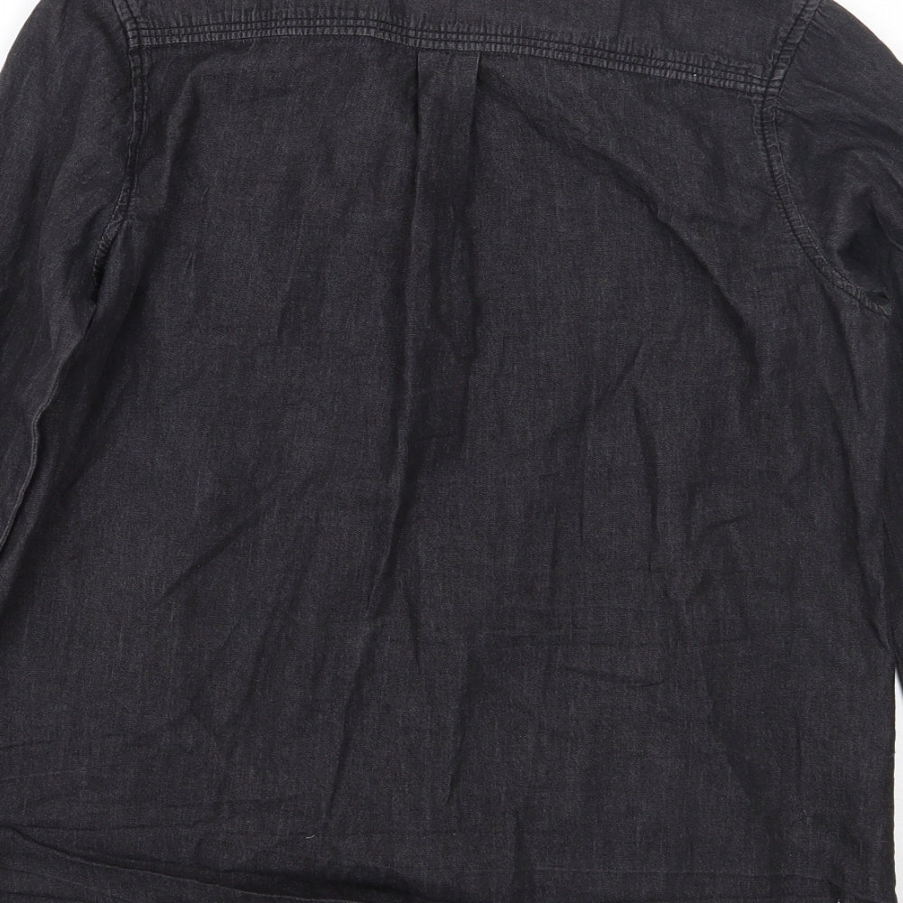 /denim Womens Black Basic Button-Up Size 12