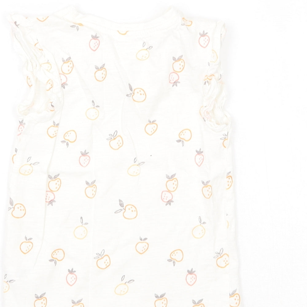 George Girls Ivory Geometric Basic T-Shirt Size 3-4 Years