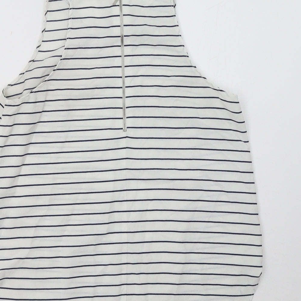 Stradivarius Womens White Striped Basic Tank Size L