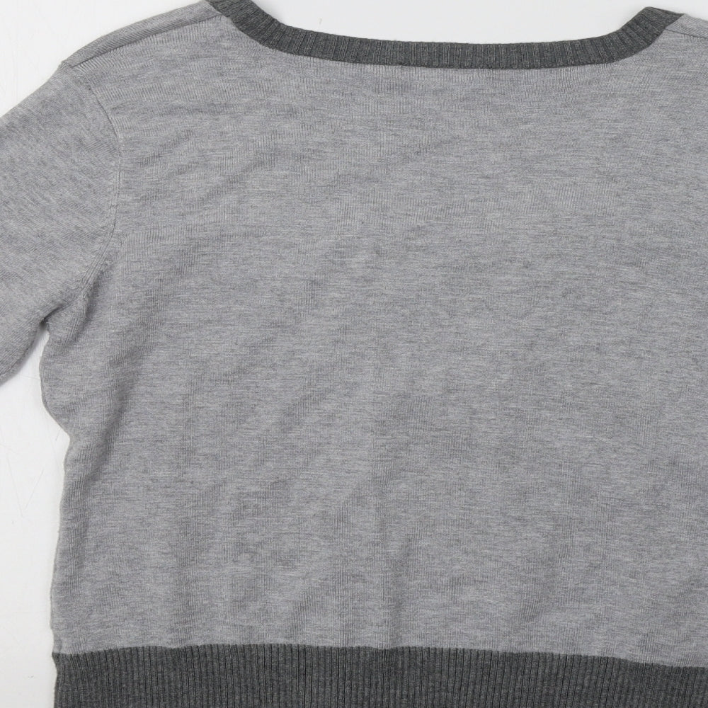 M&Co Womens Grey Striped Pullover Jumper Size M