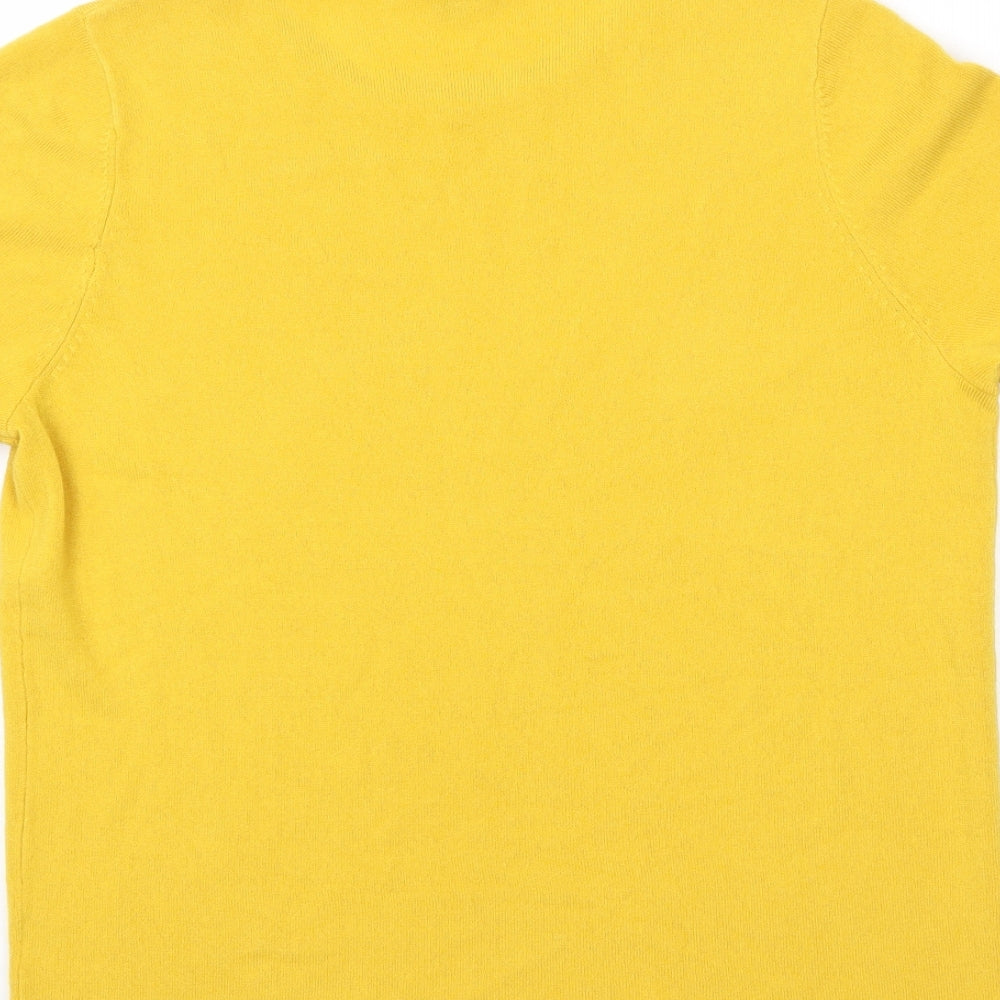 Love Knitwear Womens Yellow Knit Basic T-Shirt Size 14