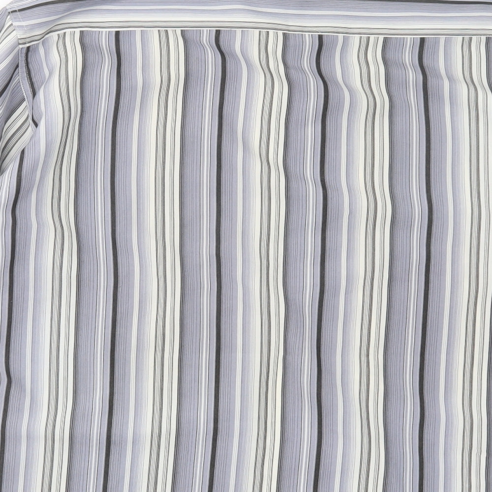 Simon Clark Mens Grey Striped Button-Up Size XL