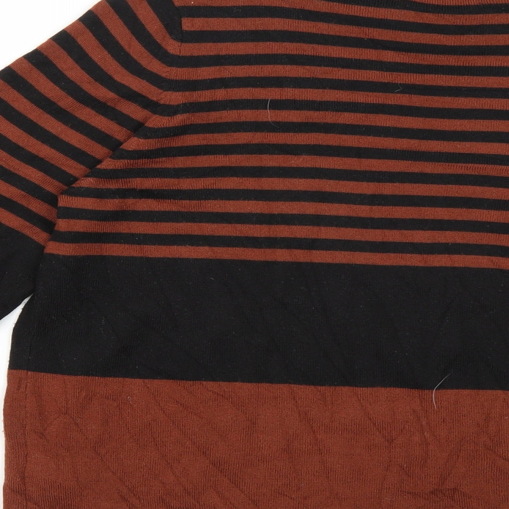 marks Womens Brown Geometric Pullover Jumper Size 16