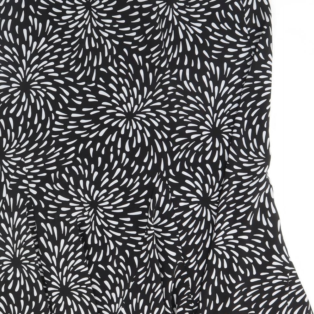 Preworn Womens Black Geometric Flare Skirt Size 34 in