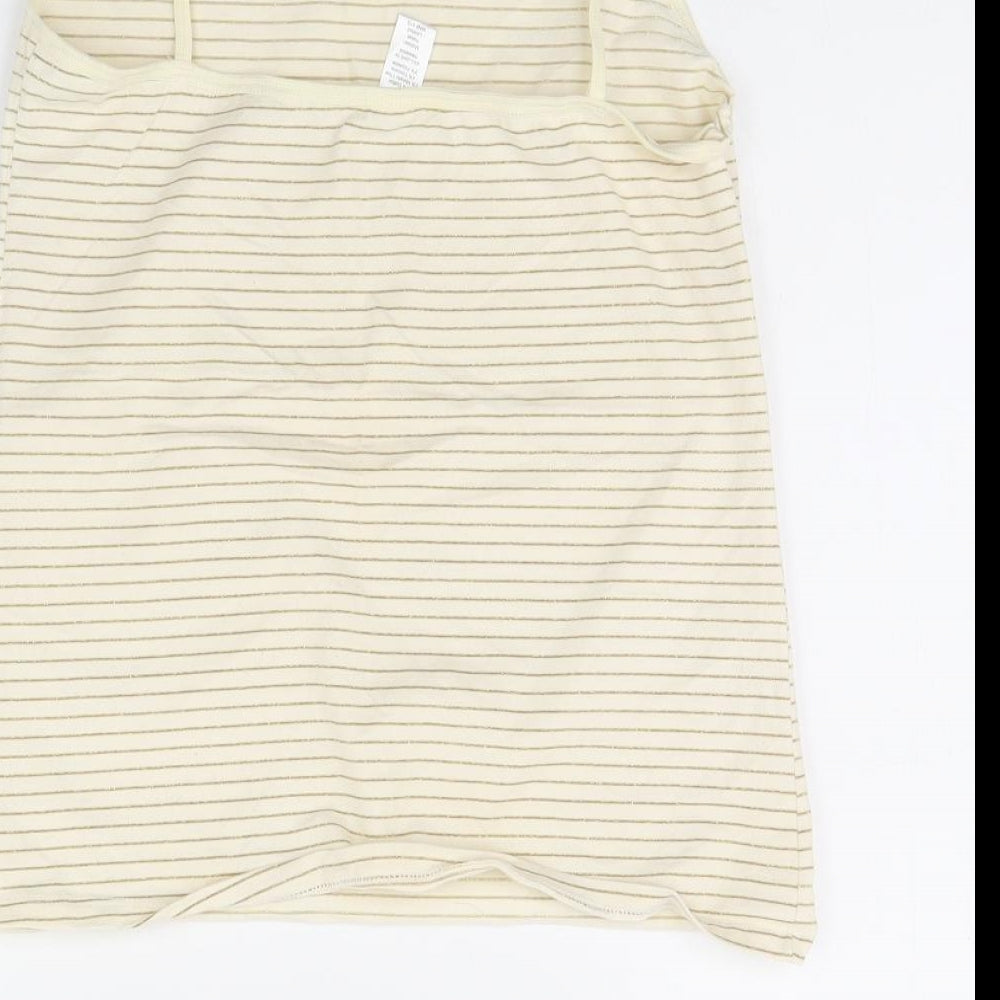 Preworn Womens Ivory Striped Basic Tank Size 14