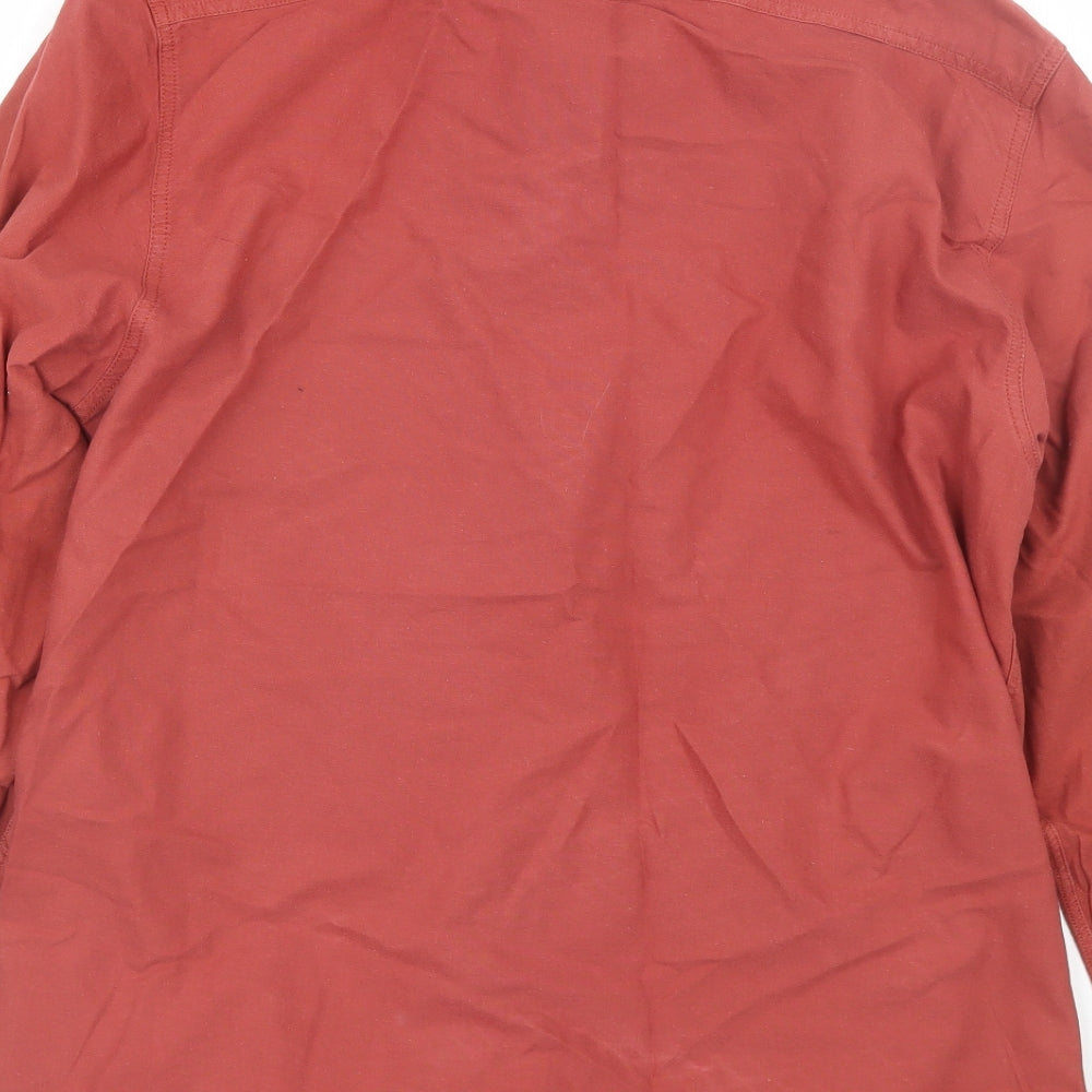Easy Mens Red Button-Up Size L