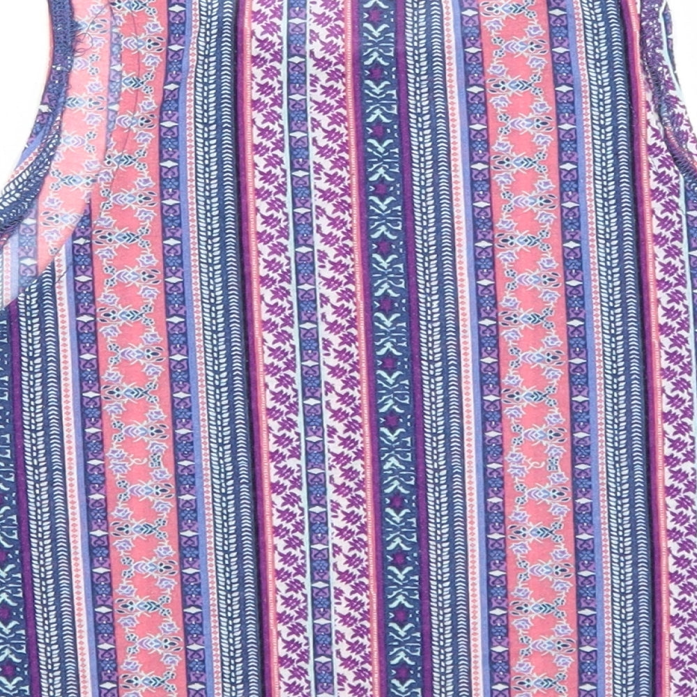 Divided Womens Blue Striped Cropped Tank Size M
