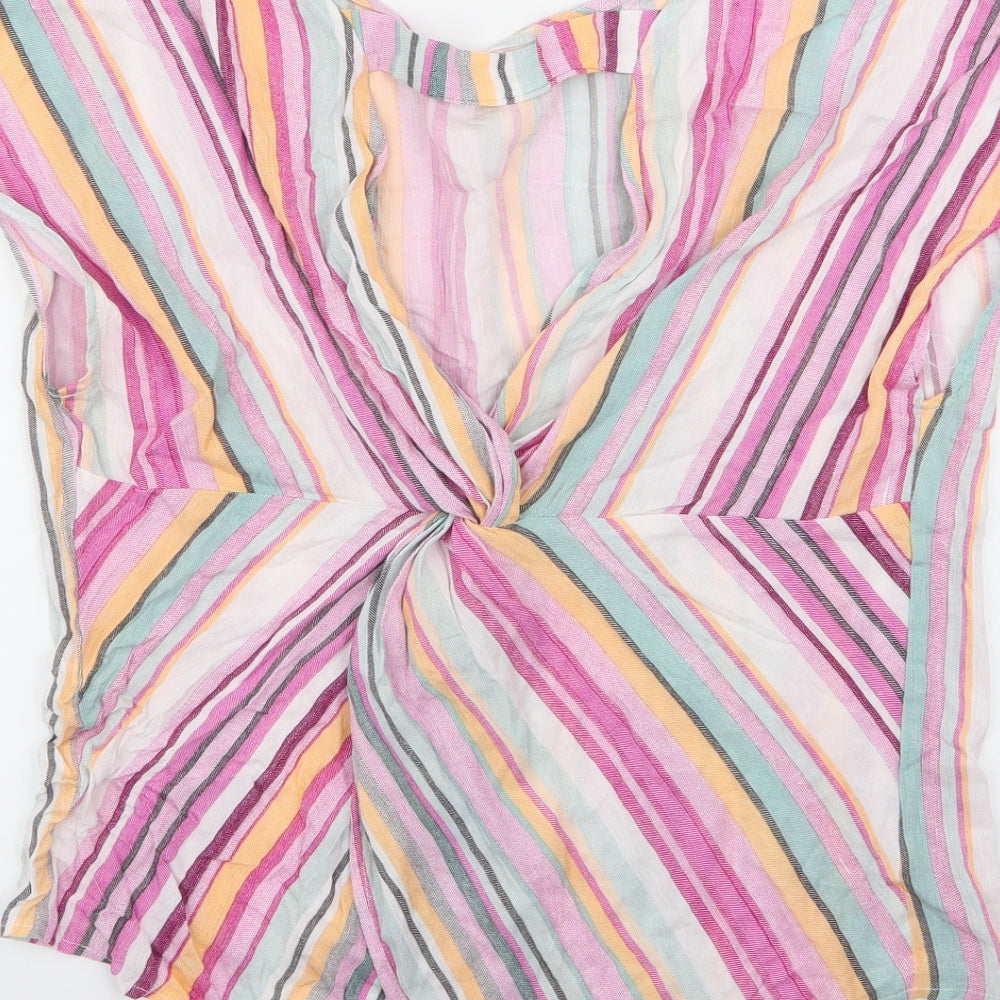 SHEIN Womens Multicoloured Striped Basic Blouse Size L