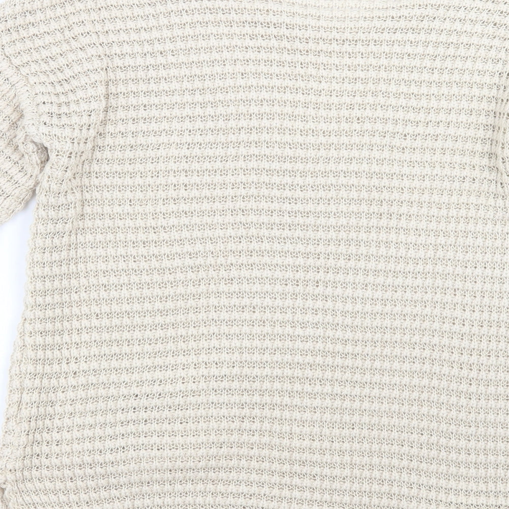 Wallis Womens Beige Knit Pullover Jumper Size S - open knit