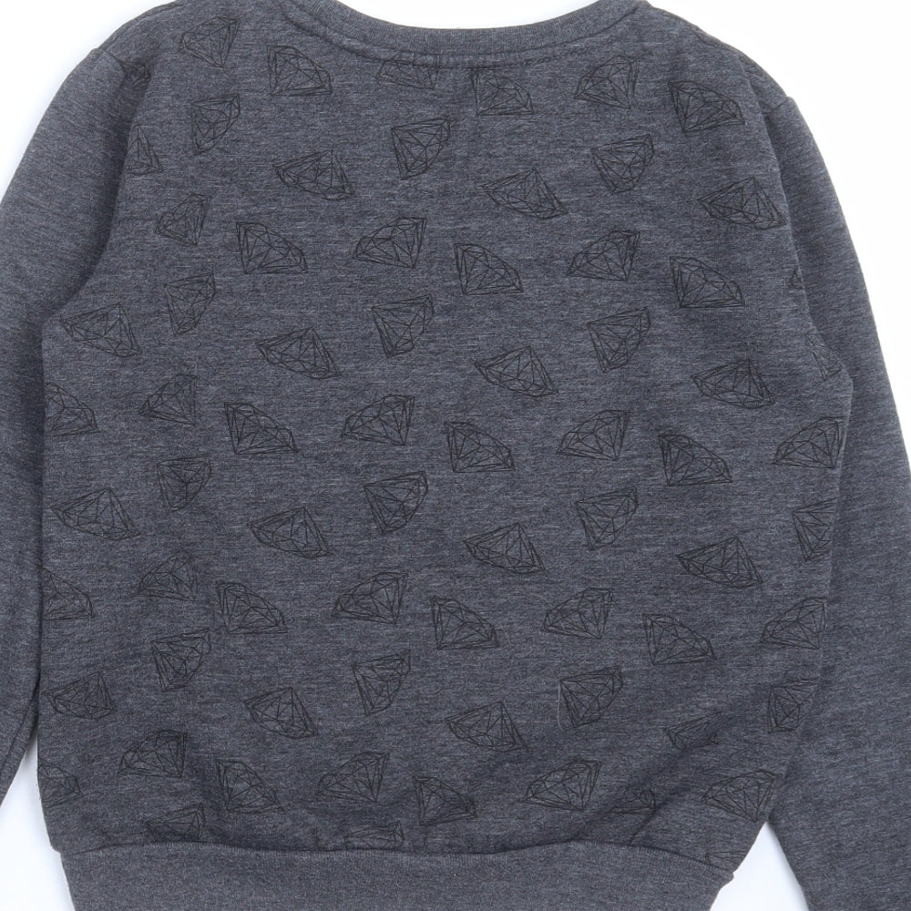 Primark Boys Grey Pullover Sweatshirt Size 9-10 Years - Diamond Pattern