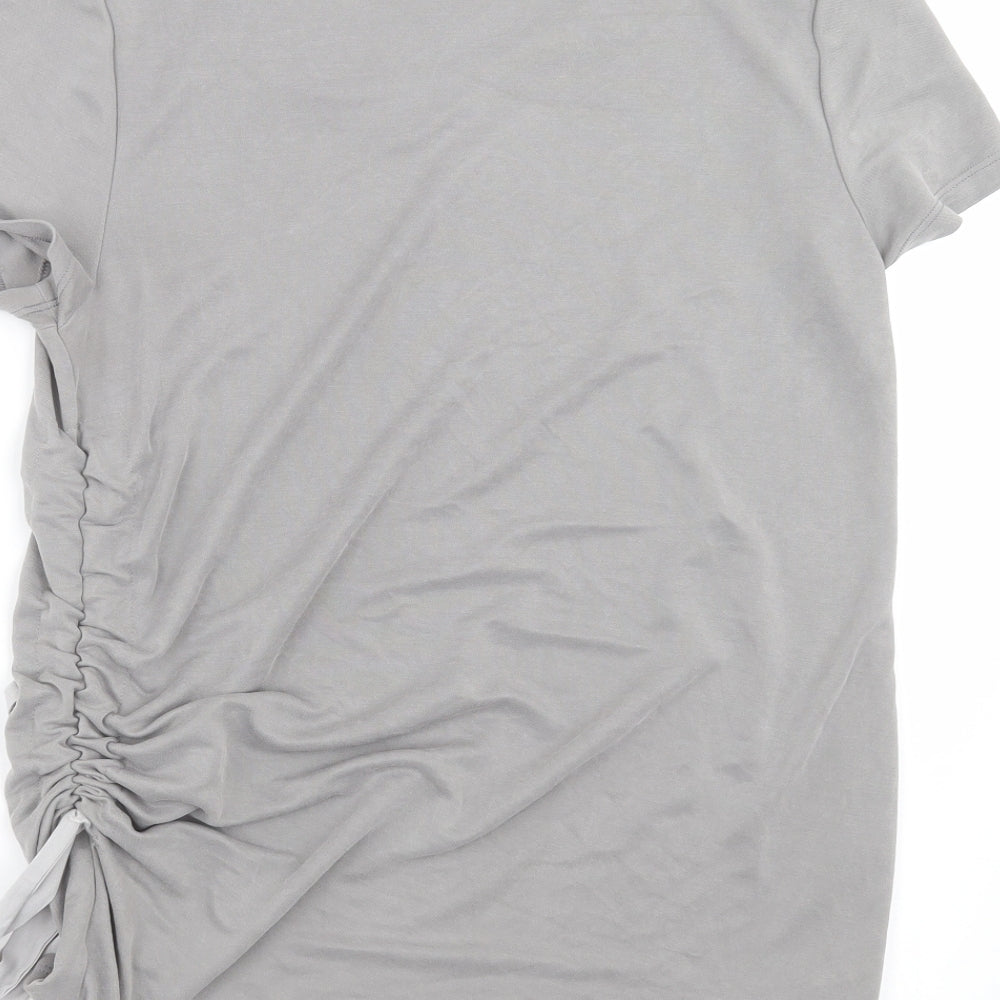 Roman Womens Grey Basic T-Shirt Size 12 - ruched side