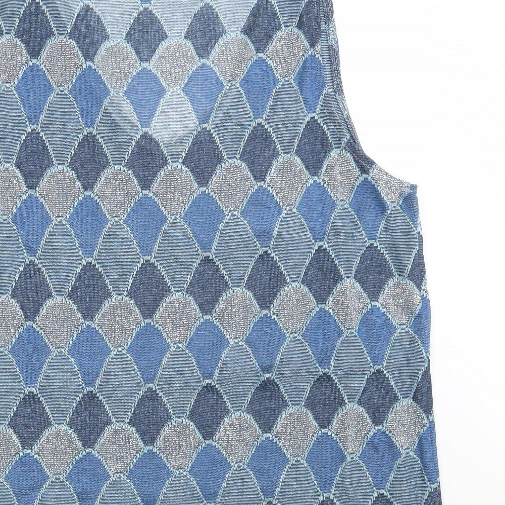 DanevaDNV Womens Blue Argyle/Diamond Vest Sweatshirt Size XL