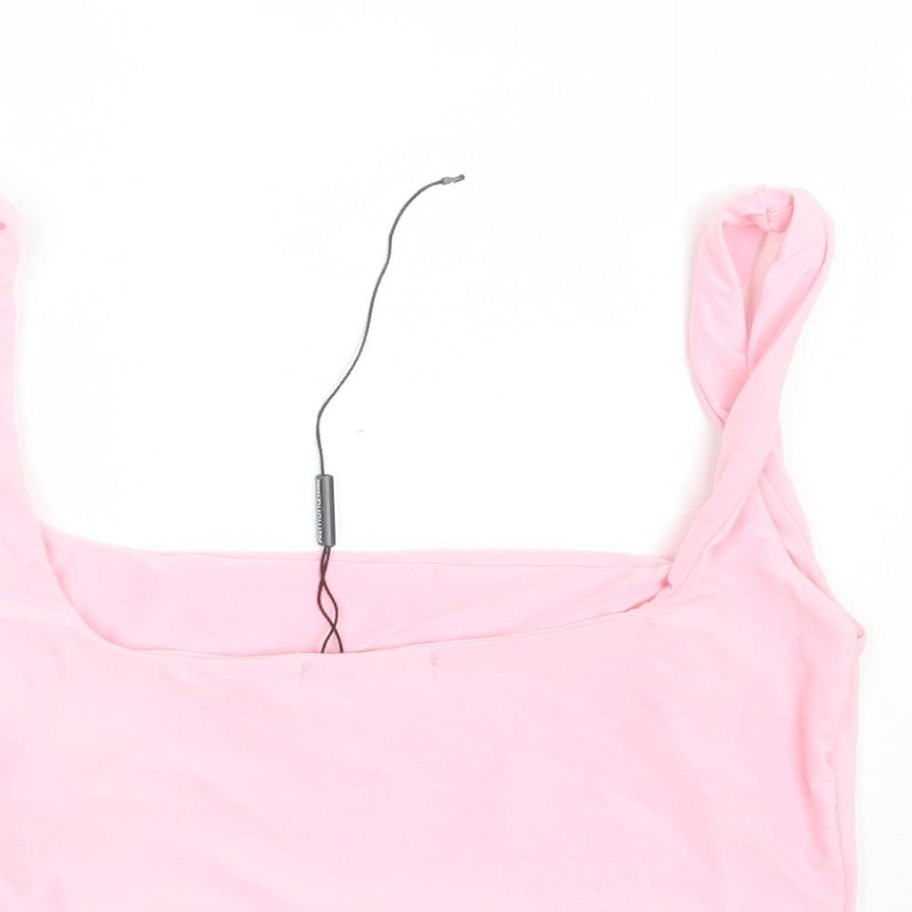 PRETTYLITTLETHING Womens Pink Cropped Tank Size 10