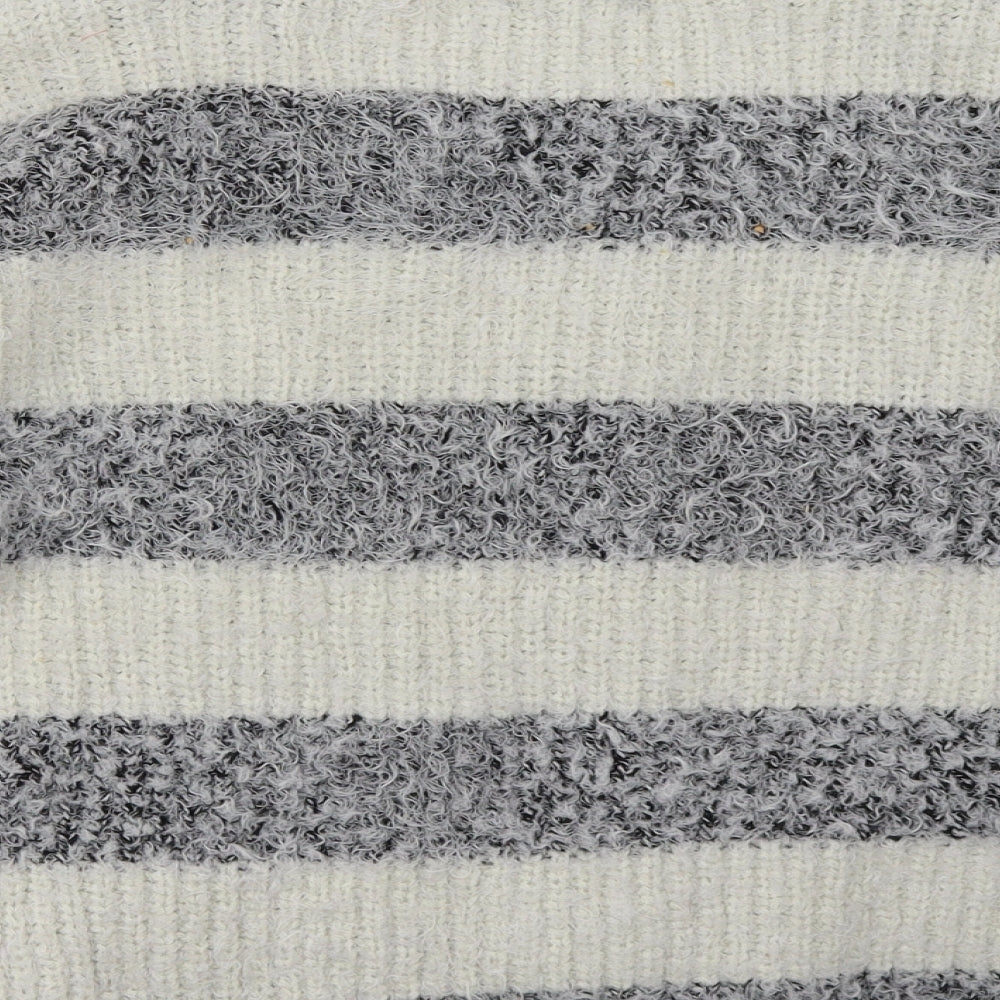 good luck Womens Grey Striped Pullover Sweatshirt Size XL