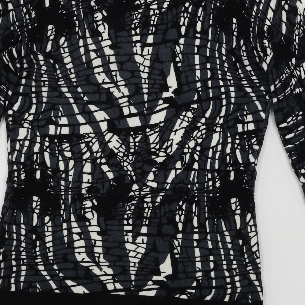 Leo Guy Womens Black Geometric Pullover Jumper Size M