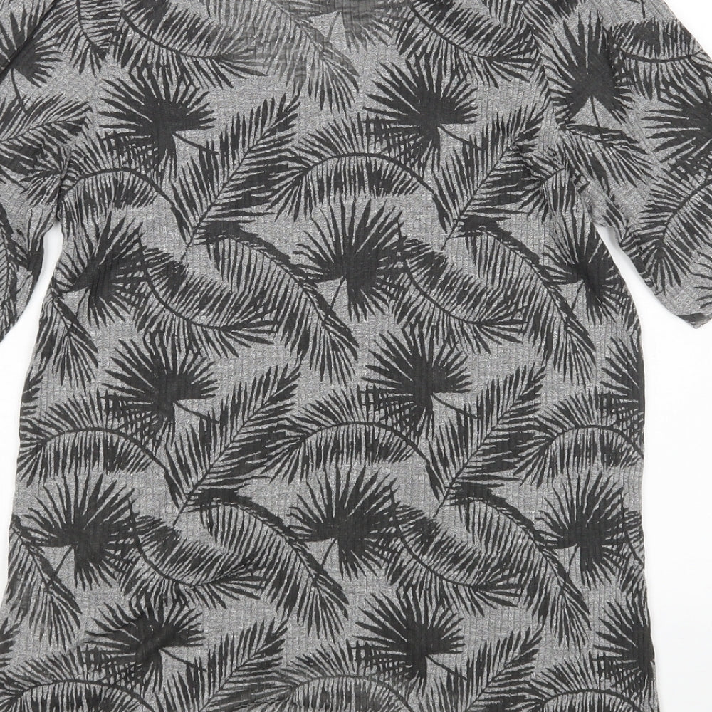 Zara Womens Grey Floral Basic T-Shirt Size S