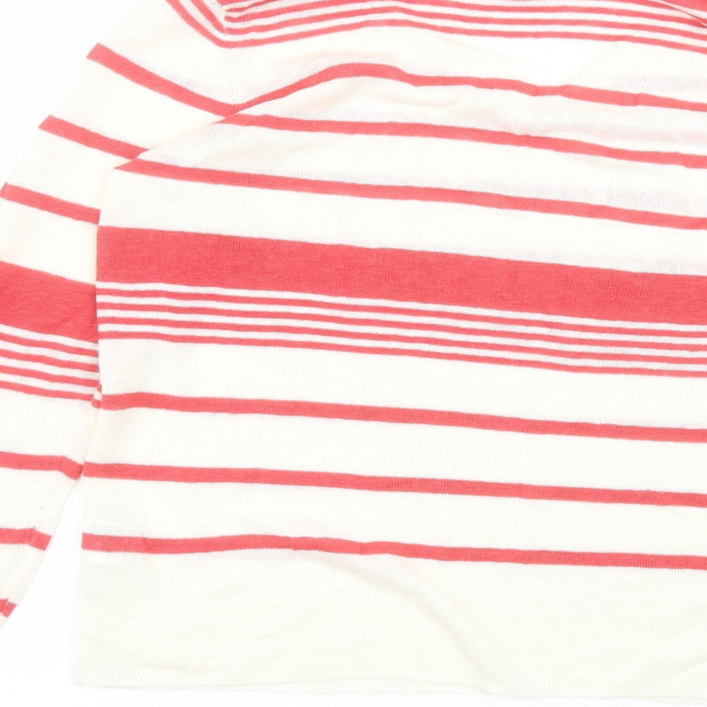 EAST Womens White Striped Basic T-Shirt Size XS