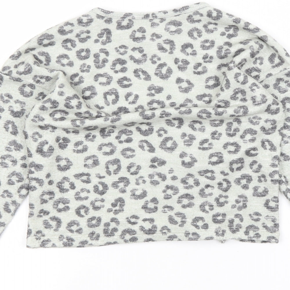 TU Girls Green Animal Print Pullover Jumper Size 4-5 Years