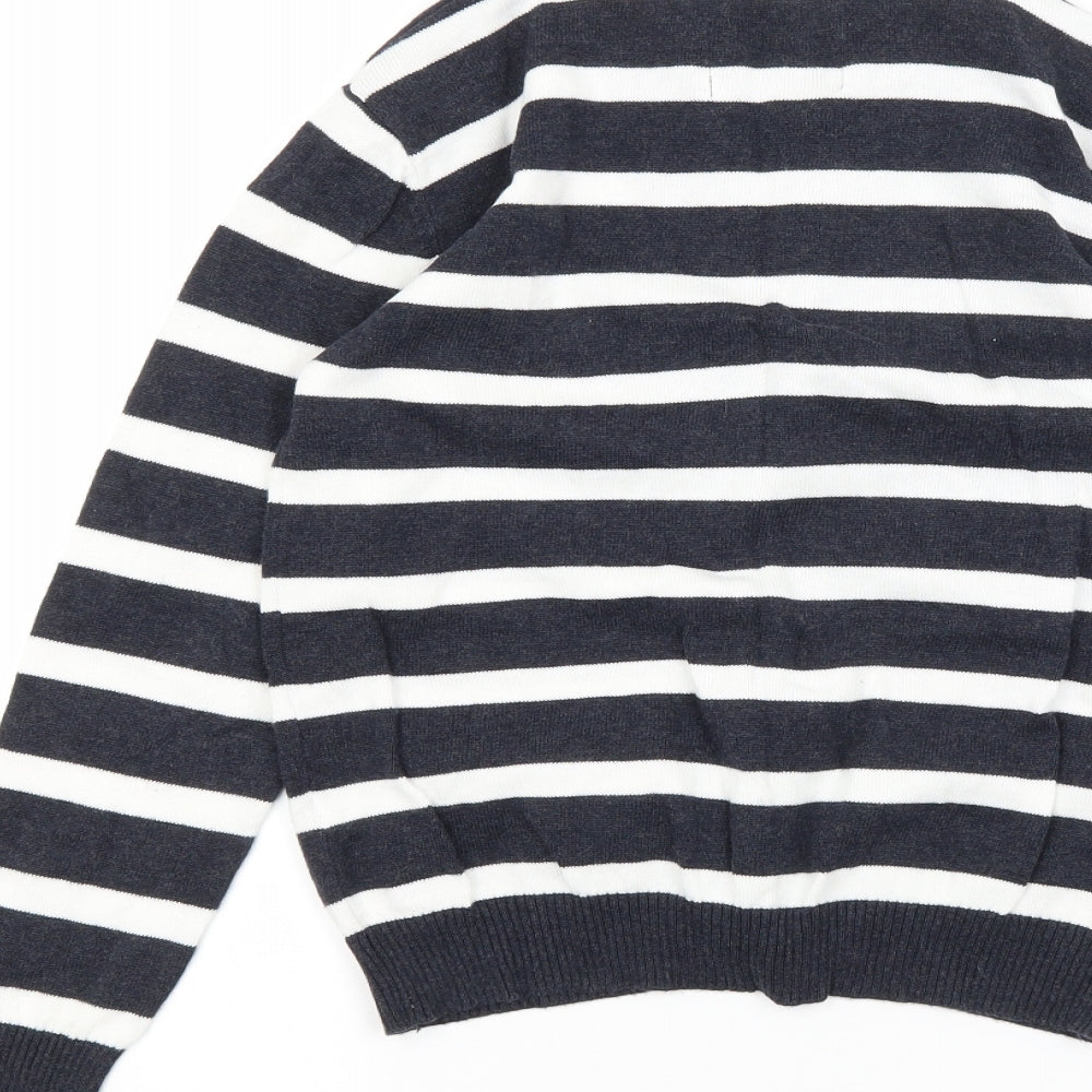 Rebel Girls White Striped Cardigan Jumper Size 8-9 Years