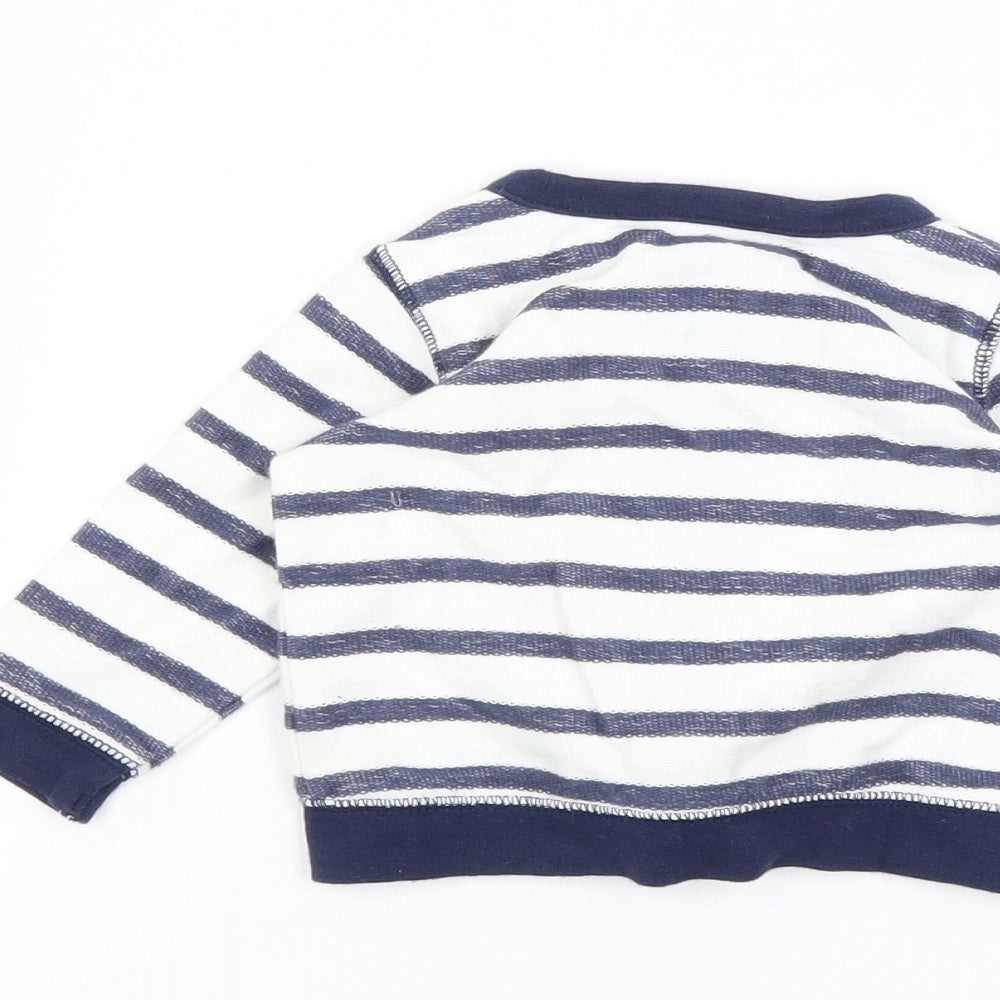 Matalan Baby White Striped Full Zip Jumper Size 3-6 Months