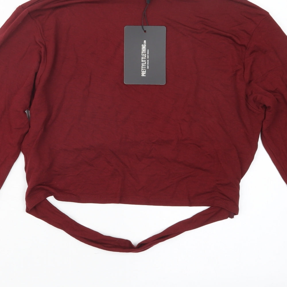 PRETTYLITTLETHING Womens Red Cropped T-Shirt Size 12